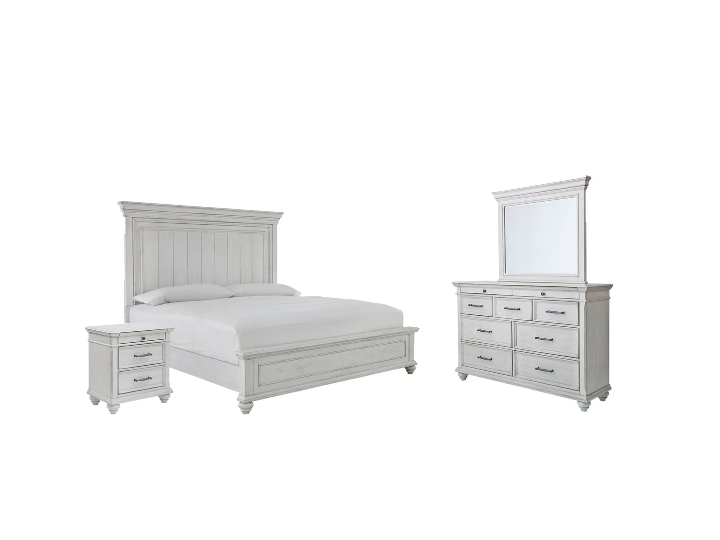 Kanwyn Queen Panel Bed with Mirrored Dresser and 2 Nightstands Rent Wise Rent To Own Jacksonville, Florida