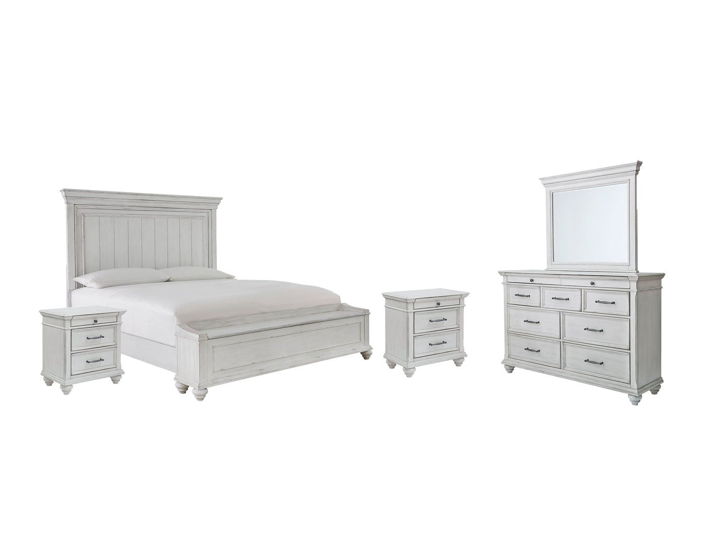 Kanwyn Queen Panel Bed with Storage with Mirrored Dresser and 2 Nightstands Rent Wise Rent To Own Jacksonville, Florida