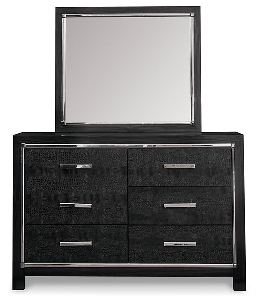 Kaydell King Upholstered Panel Storage Bed with Mirrored Dresser and Chest Rent Wise Rent To Own Jacksonville, Florida