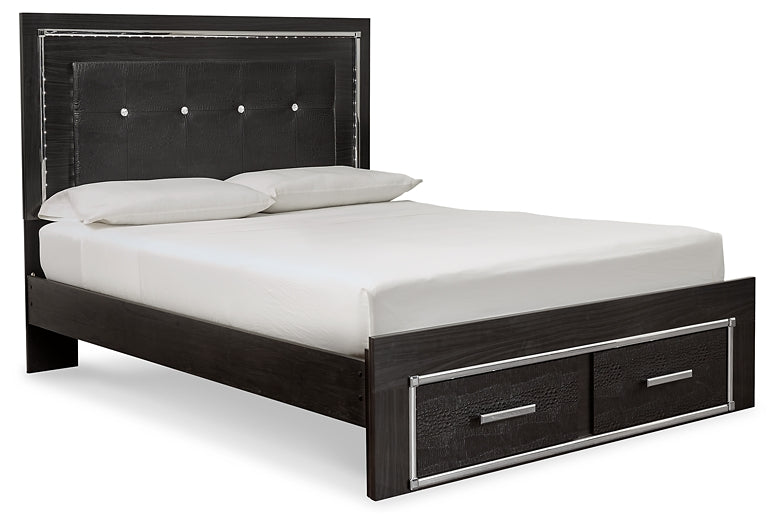 Kaydell Queen Panel Bed with Storage with Mirrored Dresser, Chest and Nightstand Rent Wise Rent To Own Jacksonville, Florida