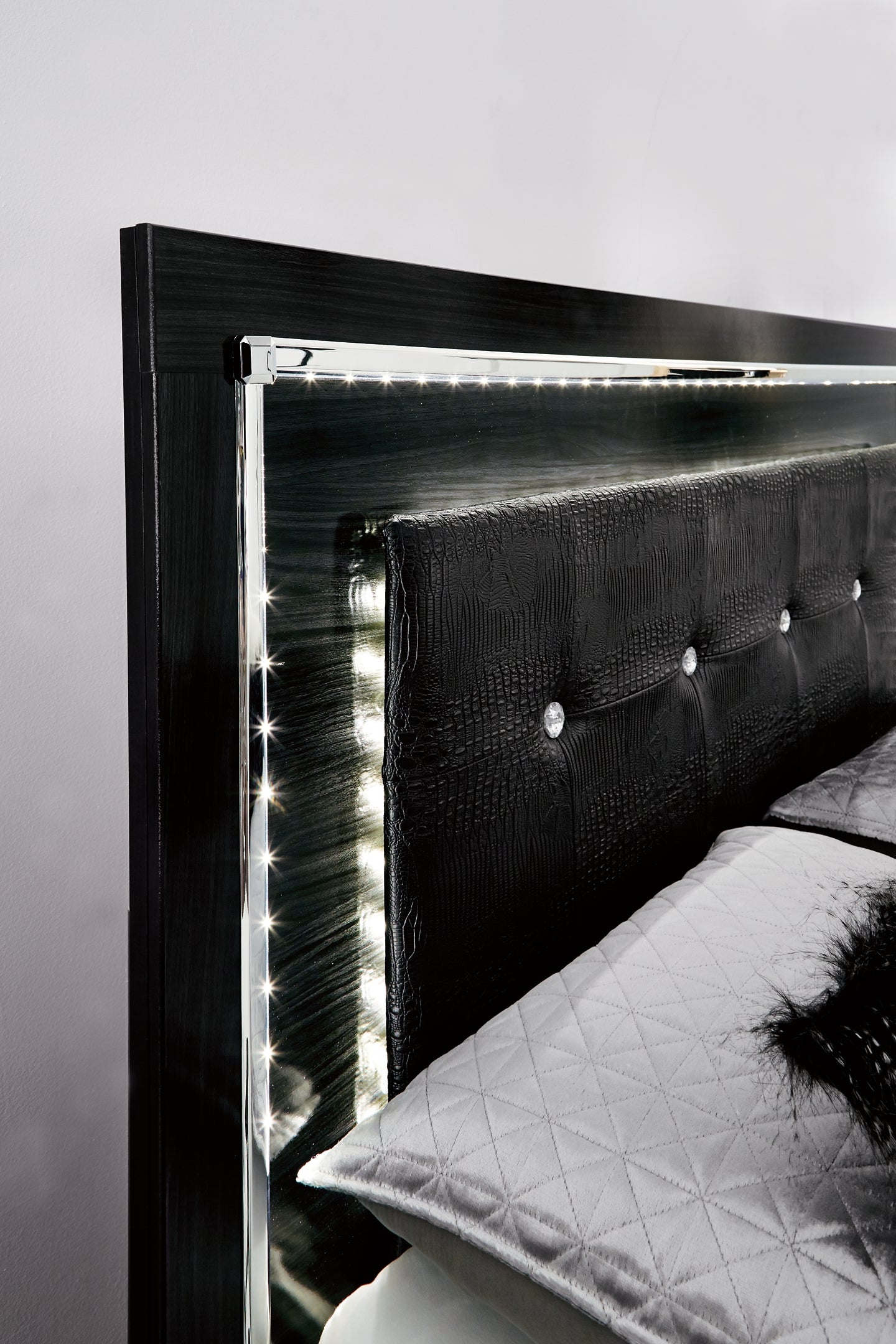Kaydell Queen Panel Bed with Storage with Mirrored Dresser, Chest and Nightstand Rent Wise Rent To Own Jacksonville, Florida
