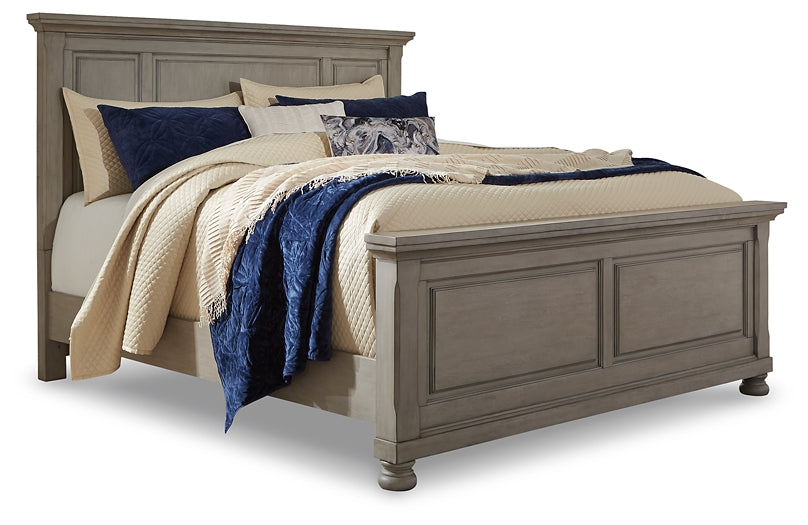 Lettner California King Panel Bed with Mirrored Dresser and Chest Rent Wise Rent To Own Jacksonville, Florida