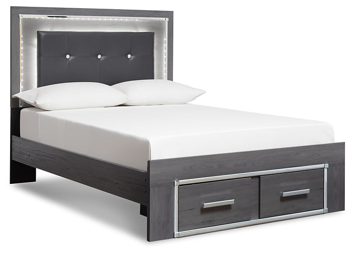 Lodanna Full Panel Bed with 2 Storage Drawers with Mirrored Dresser and 2 Nightstands Rent Wise Rent To Own Jacksonville, Florida