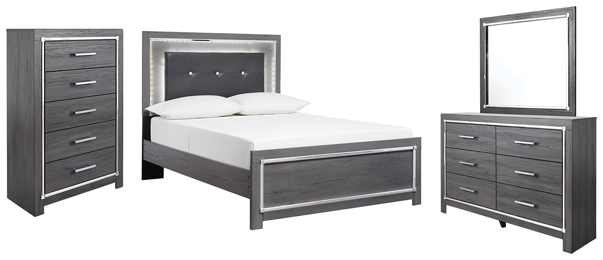 Lodanna Full Panel Bed with Mirrored Dresser and Chest Rent Wise Rent To Own Jacksonville, Florida
