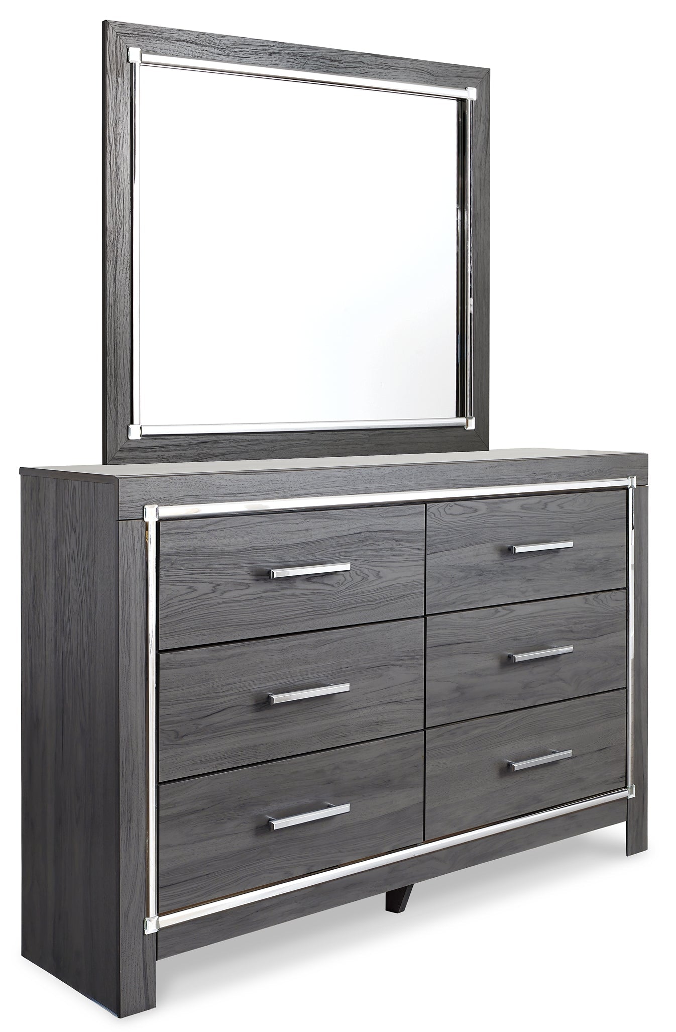 Lodanna King Panel Bed with 2 Storage Drawers with Mirrored Dresser Rent Wise Rent To Own Jacksonville, Florida