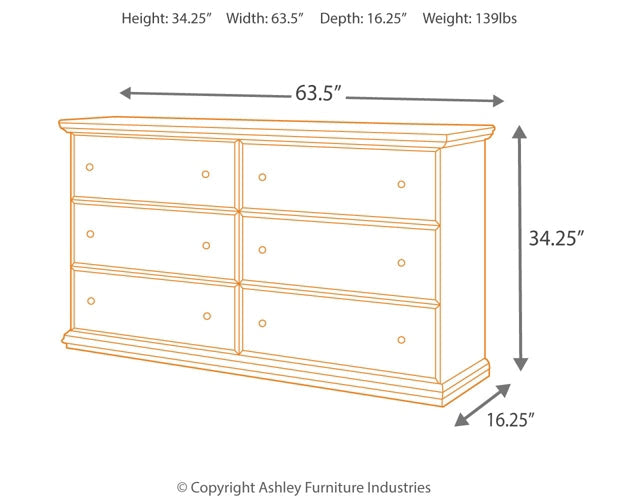 Maribel Six Drawer Dresser Rent Wise Rent To Own Jacksonville, Florida