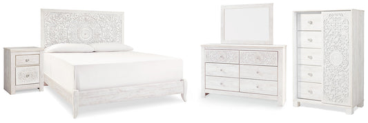 Paxberry King Panel Bed with Mirrored Dresser, Chest and Nightstand Rent Wise Rent To Own Jacksonville, Florida