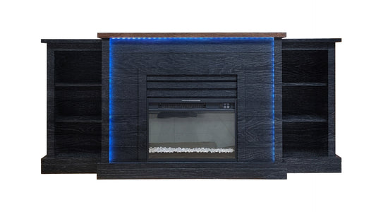 Axel 78" Mantel Bookcase with Built-in 23" Electric Fireplace