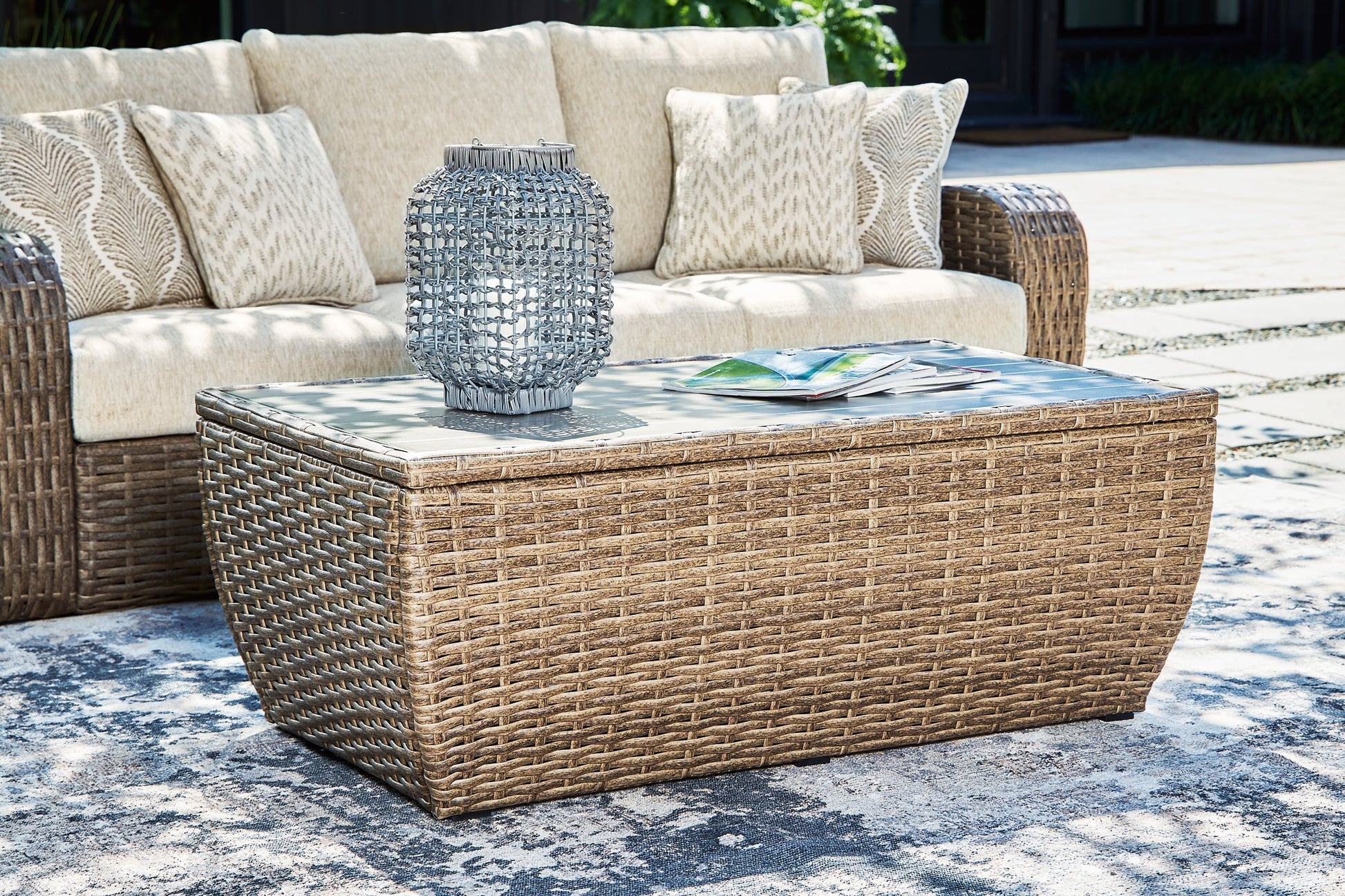 Sandy Bloom Outdoor Coffee Table with 2 End Tables Rent Wise Rent To Own Jacksonville, Florida