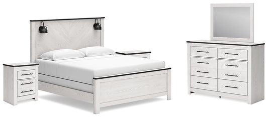 Schoenberg King Panel Bed with Mirrored Dresser and 2 Nightstands Rent Wise Rent To Own Jacksonville, Florida