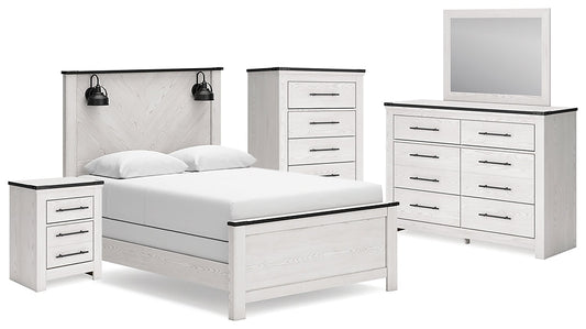Schoenberg Queen Panel Bed with Mirrored Dresser, Chest and Nightstand Rent Wise Rent To Own Jacksonville, Florida