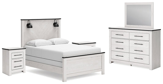 Schoenberg Queen Panel Bed with Mirrored Dresser and 2 Nightstands Rent Wise Rent To Own Jacksonville, Florida