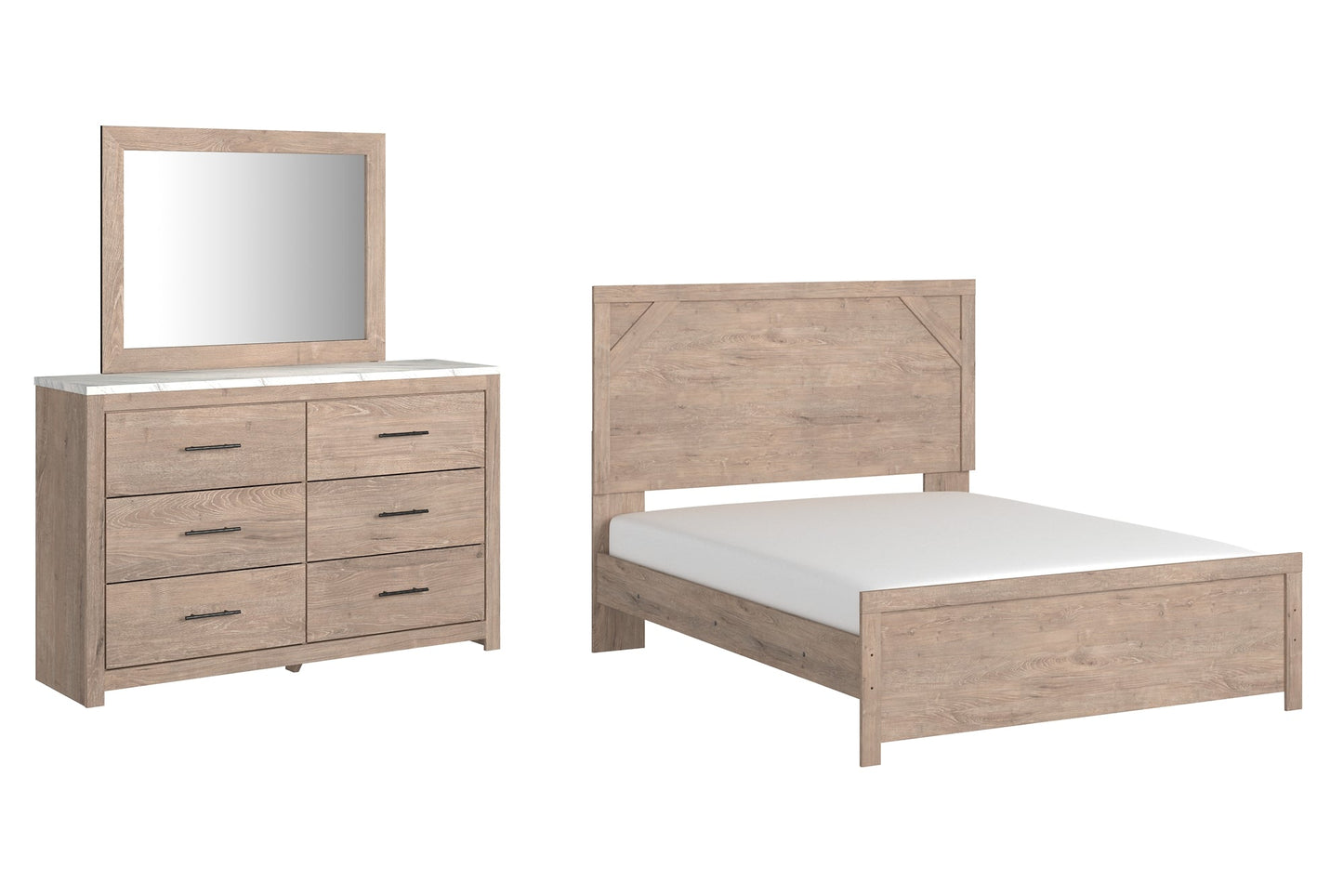 Senniberg Queen Panel Bed with Mirrored Dresser Rent Wise Rent To Own Jacksonville, Florida