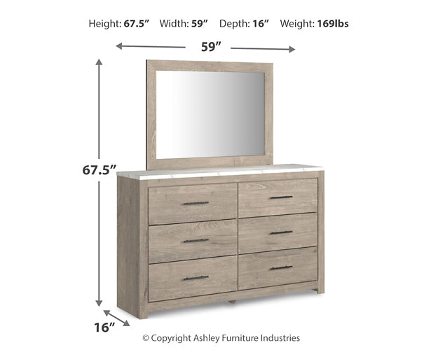 Senniberg Queen Panel Bed with Mirrored Dresser Rent Wise Rent To Own Jacksonville, Florida