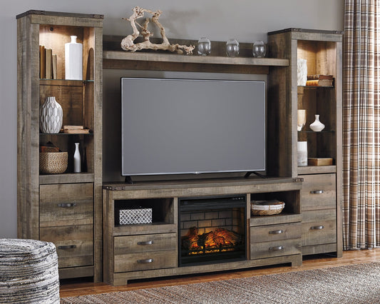 Trinell 4-Piece Entertainment Center with Electric Fireplace Rent Wise Rent To Own Jacksonville, Florida