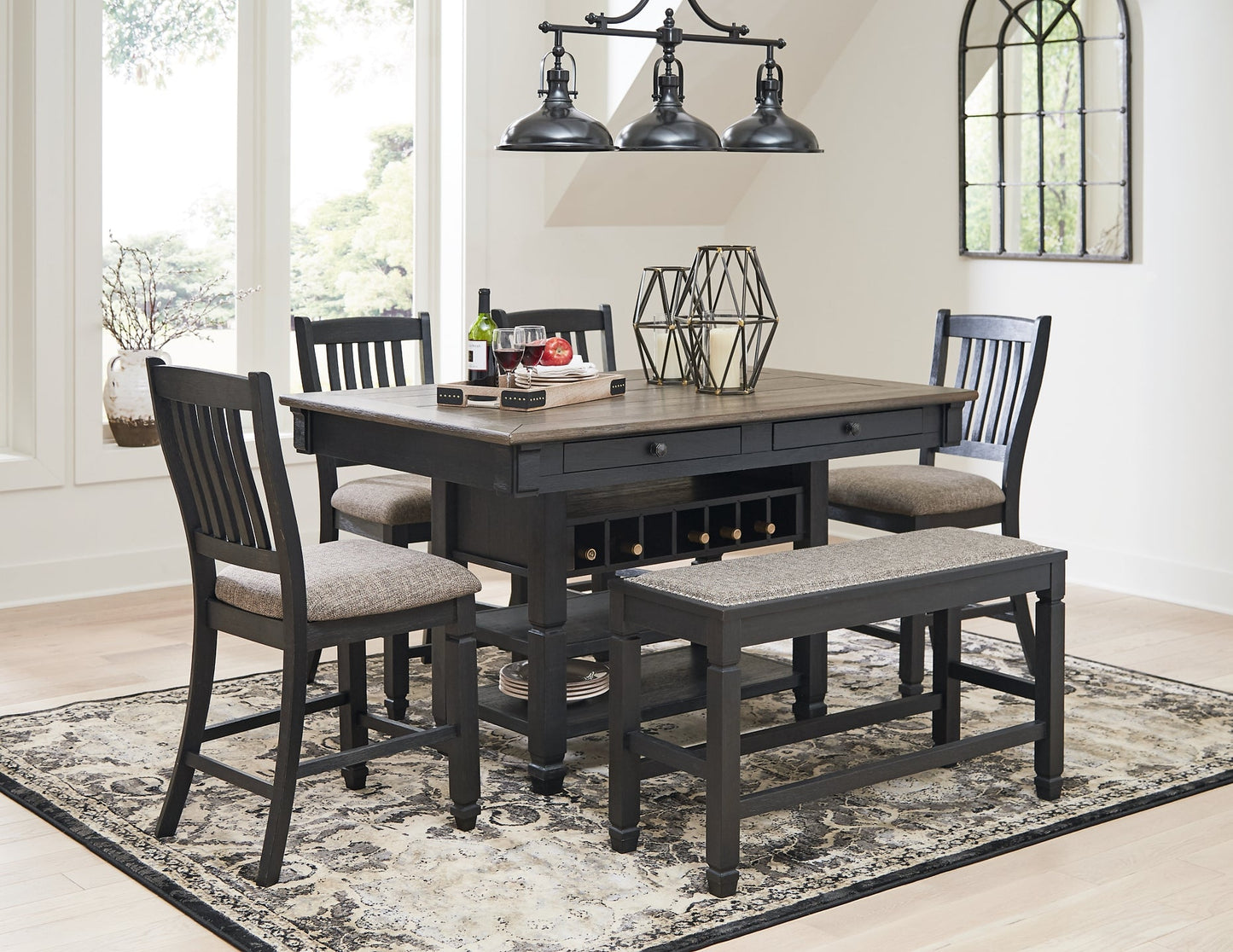 Tyler Creek Counter Height Dining Table and 4 Barstools and Bench Rent Wise Rent To Own Jacksonville, Florida