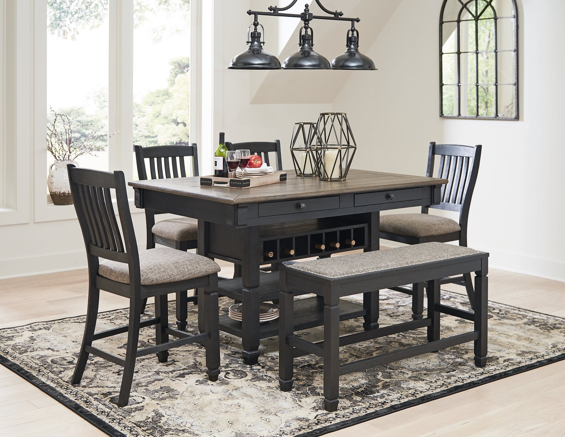 Tyler Creek Counter Height Dining Table and 4 Barstools and Bench Rent Wise Rent To Own Jacksonville, Florida