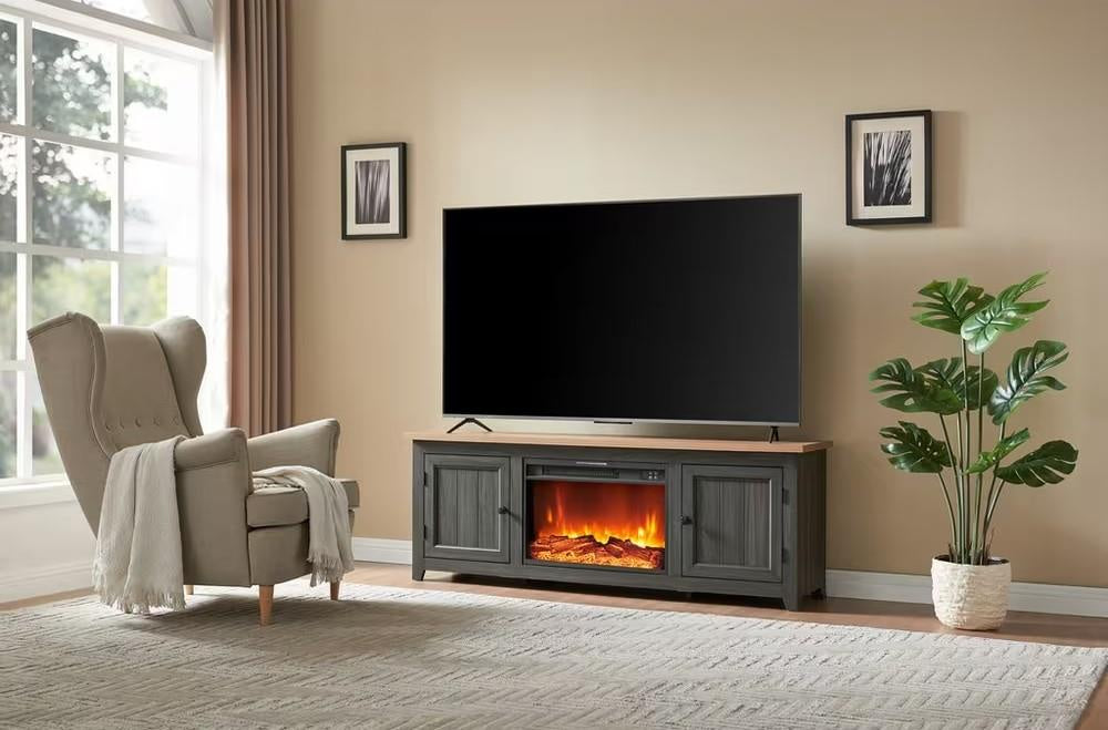Bradley Unfoldª 62" console with build-in 23" Firebox (Black)