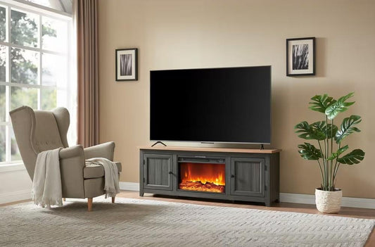 Bradley Unfoldª 62" console with build-in 23" Firebox (Black)