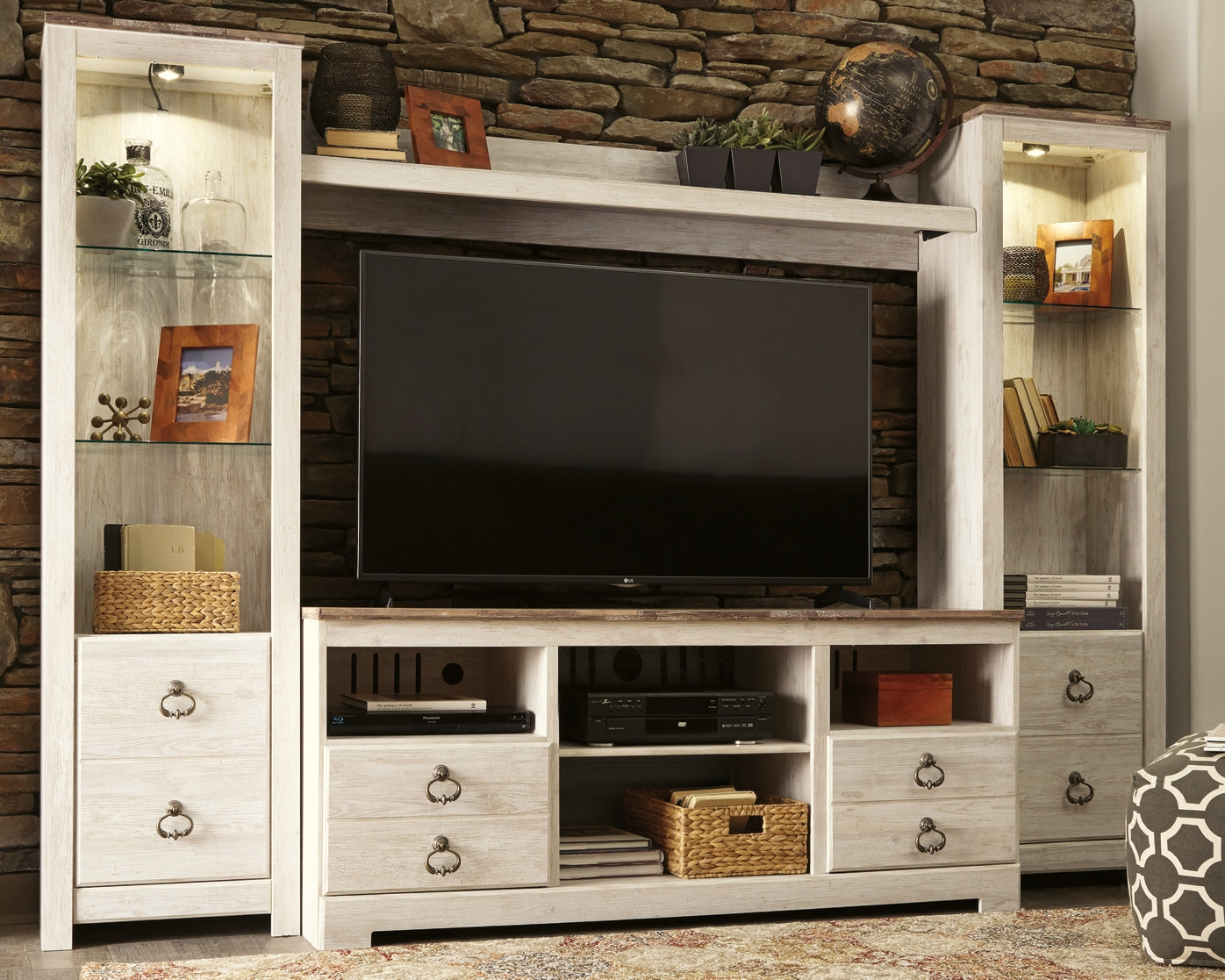 Willowton 4-Piece Entertainment Center Rent Wise Rent To Own Jacksonville, Florida