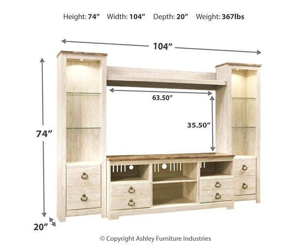 Willowton 4-Piece Entertainment Center Rent Wise Rent To Own Jacksonville, Florida