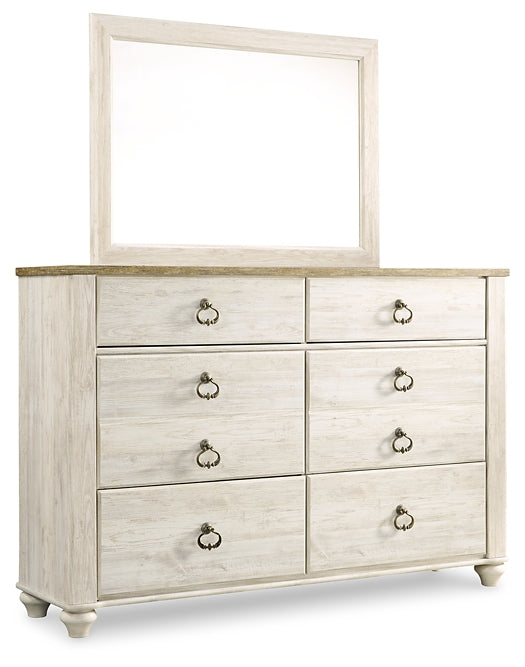 Willowton Queen Sleigh Bed with Mirrored Dresser and Nightstand Rent Wise Rent To Own Jacksonville, Florida
