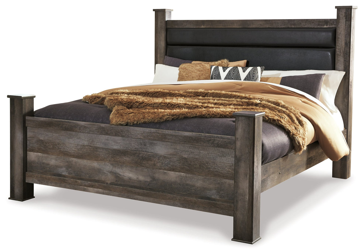 Wynnlow King Poster Bed with Mirrored Dresser Rent Wise Rent To Own Jacksonville, Florida