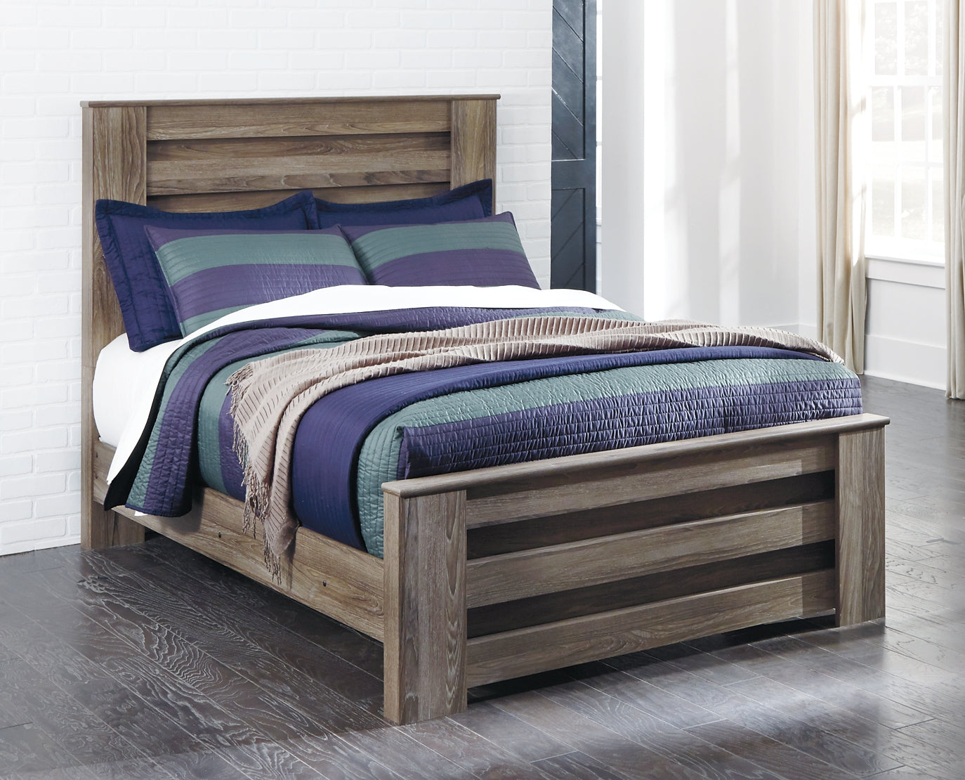 Zelen Full Panel Bed with Mirrored Dresser and 2 Nightstands Rent Wise Rent To Own Jacksonville, Florida