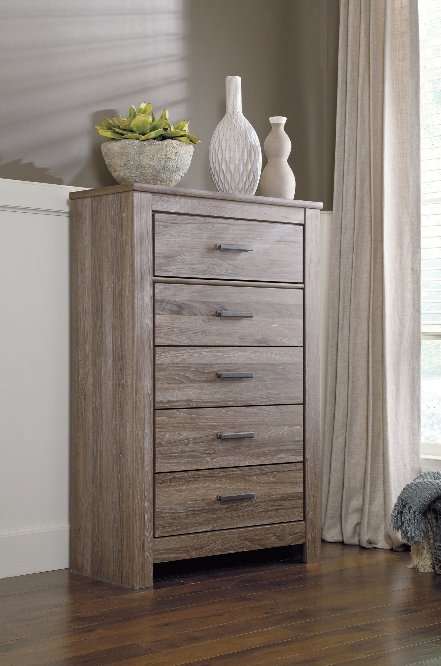 Zelen Queen/Full Panel Headboard with Mirrored Dresser, Chest and 2 Nightstands Rent Wise Rent To Own Jacksonville, Florida