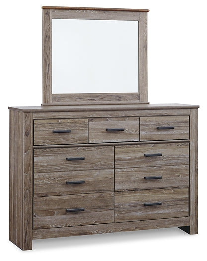 Zelen Queen/Full Panel Headboard with Mirrored Dresser, Chest and 2 Nightstands Rent Wise Rent To Own Jacksonville, Florida