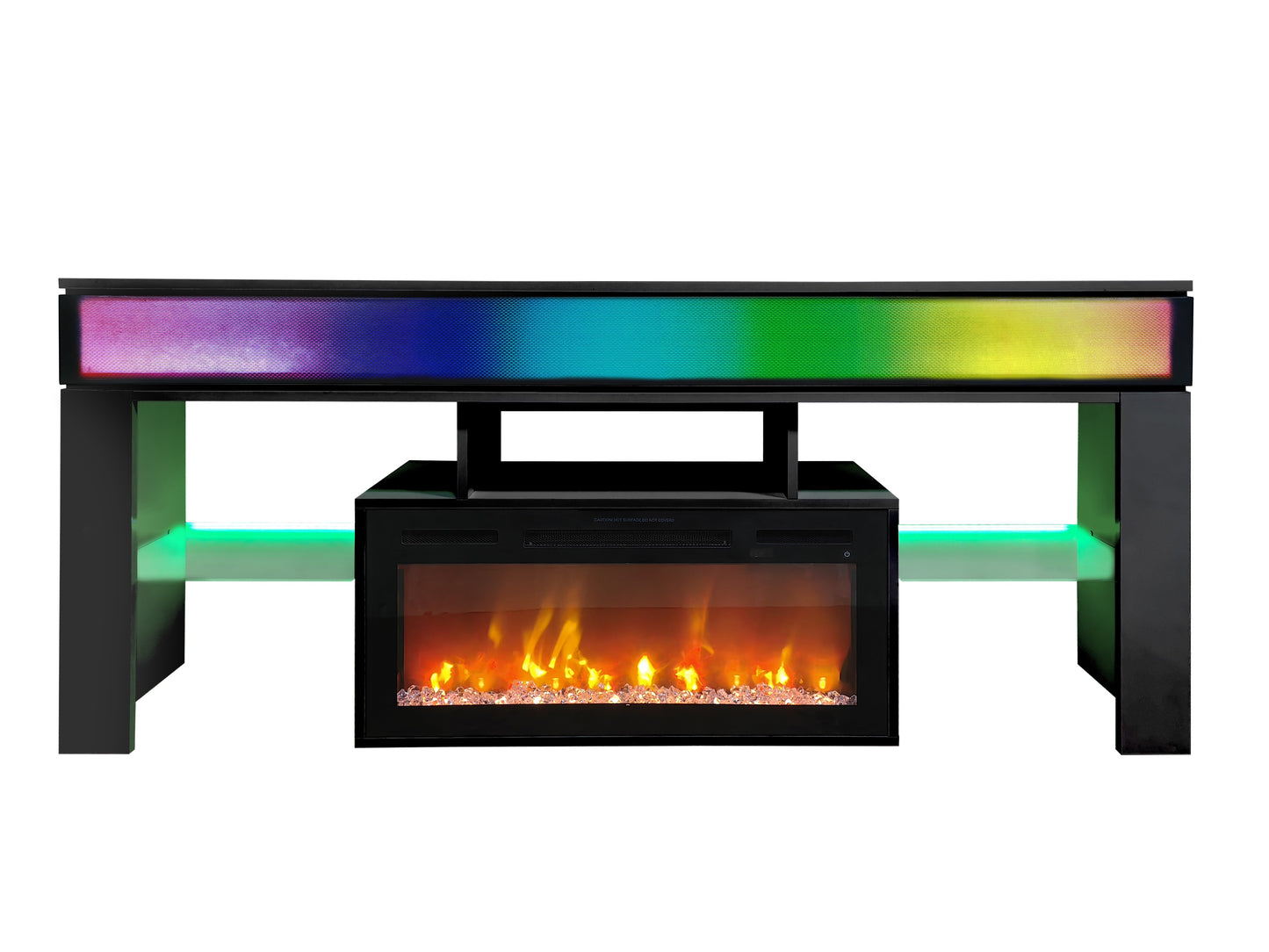 Neo 62" Console with Speaker Bar with Built-in 30" Electric Fireplace, Black