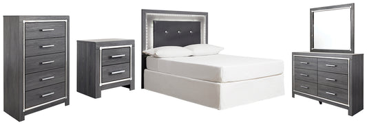 Lodanna Upholstered Panel Headboard Bed With Mirrored Dresser, Chest And Nightstand