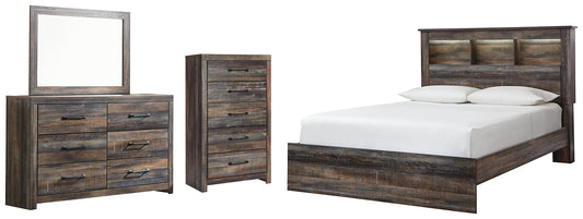 Drystan Bookcase Bed With Mirrored Dresser And Chest