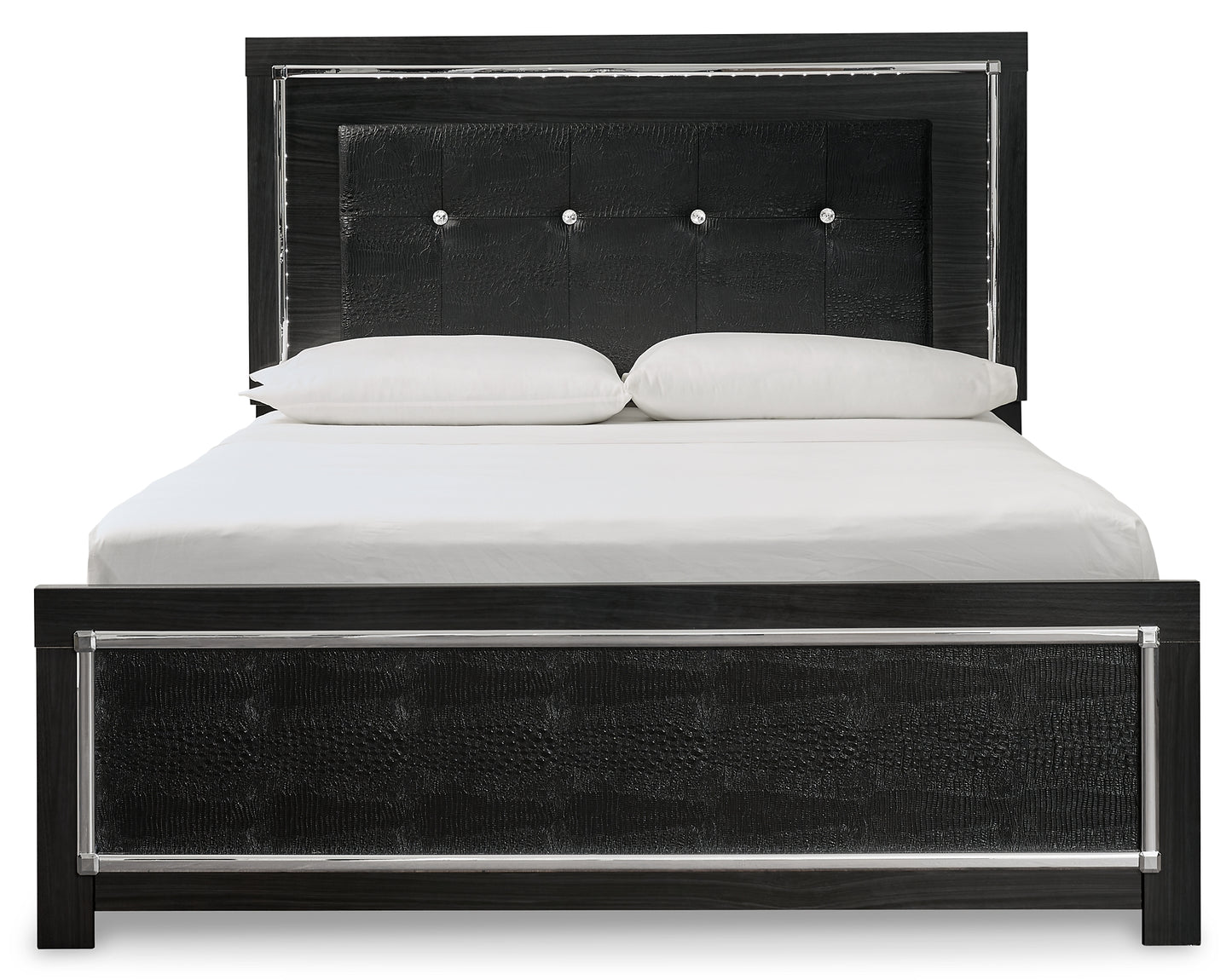 Kaydell Upholstered Panel Bed With Mirrored Dresser And Nightstand