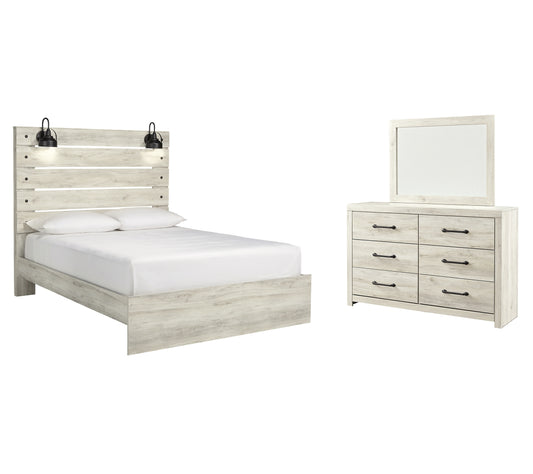 Cambeck Panel Bed With Mirrored Dresser