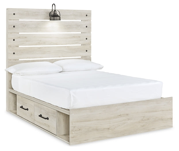 Cambeck Panel Bed With 4 Storage Drawers With Mirrored Dresser, Chest And 2 Nightstands