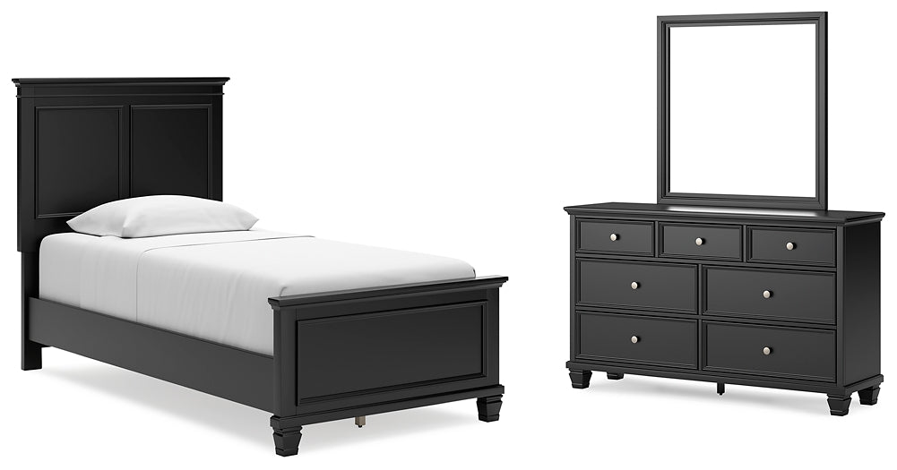 Lanolee Panel Bed With Mirrored Dresser