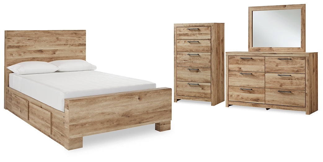Hyanna Panel Bed With Storage With Mirrored Dresser And Chest