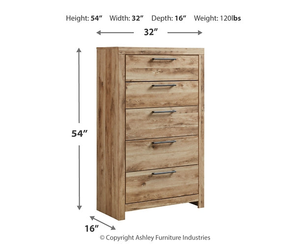 Hyanna Panel Bed With Storage With Mirrored Dresser And Chest