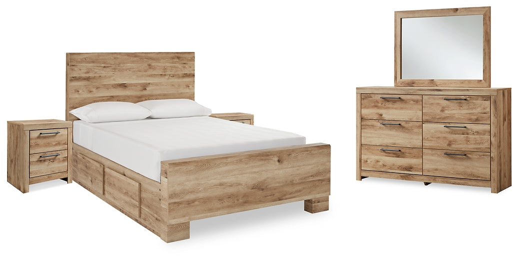 Hyanna Panel Bed With Storage With Mirrored Dresser And 2 Nightstands