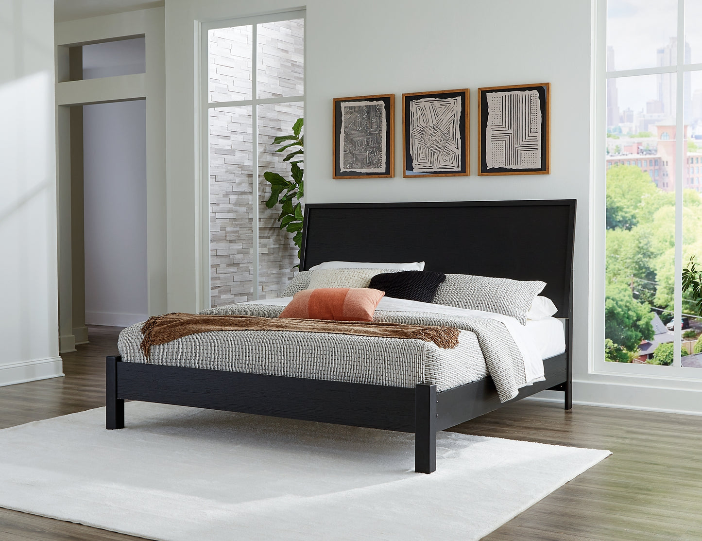 Danziar Panel Bed With Mirrored Dresser, Chest And 2 Nightstands