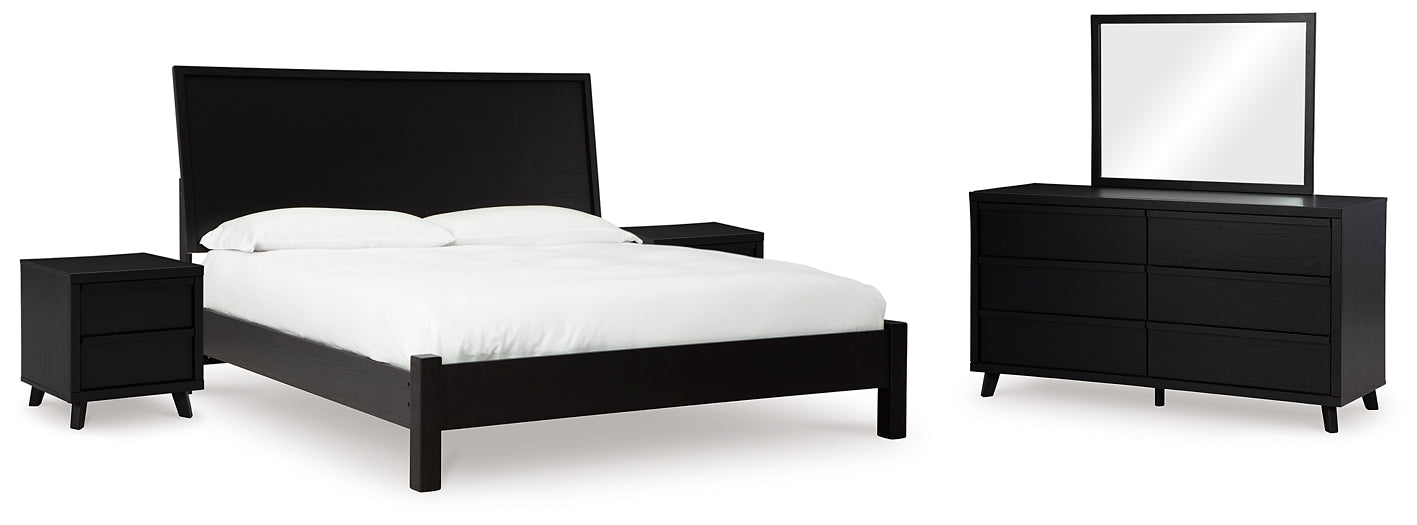 Danziar Panel Bed With Mirrored Dresser And 2 Nightstands