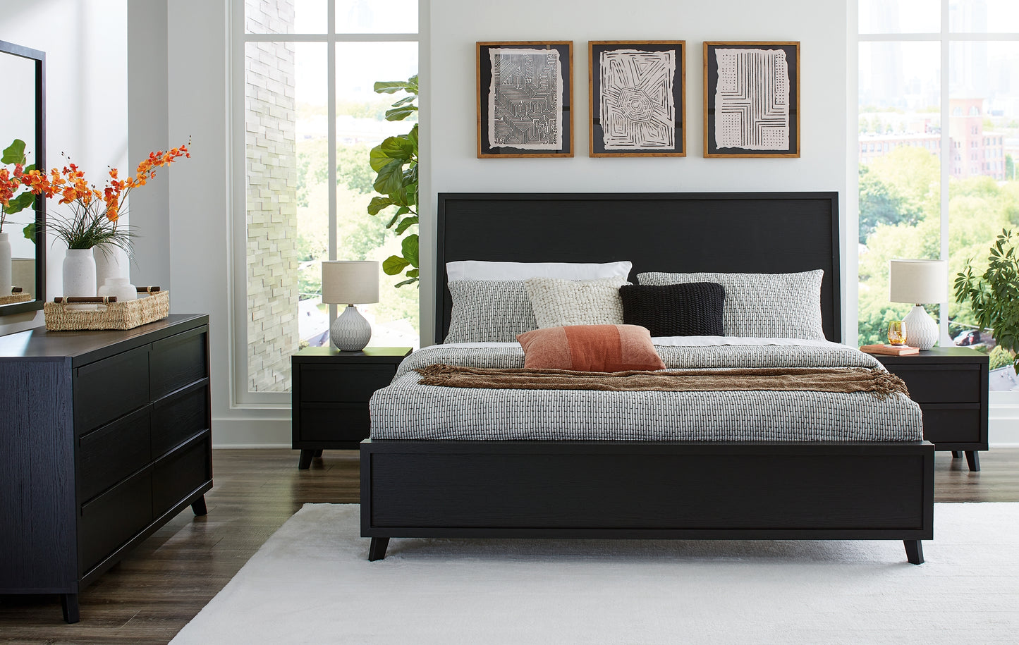 Danziar Panel Bed With Mirrored Dresser And 2 Nightstands