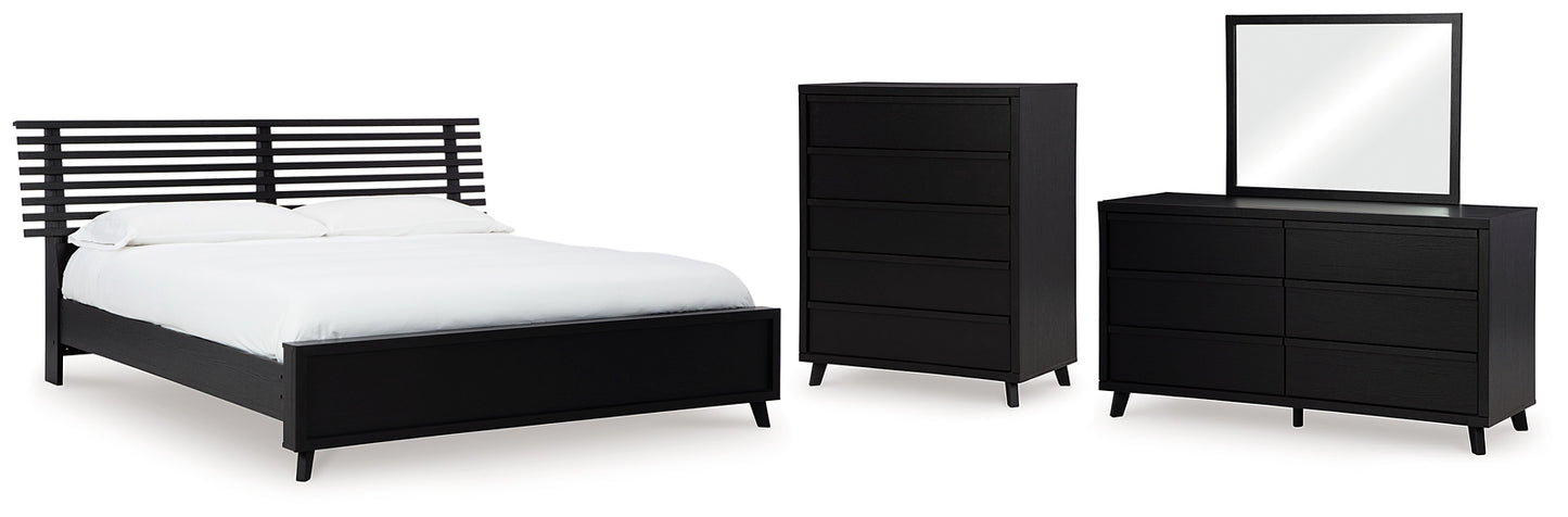 Danziar Panel Bed With Mirrored Dresser And Chest