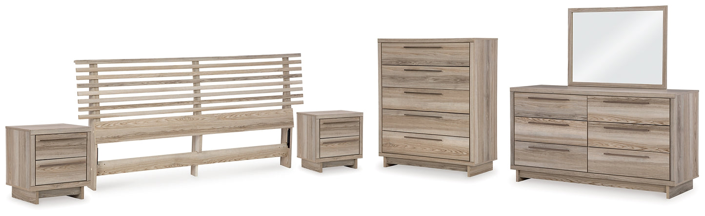 Hasbrick Panel Headboard With Mirrored Dresser, Chest And 2 Nightstands