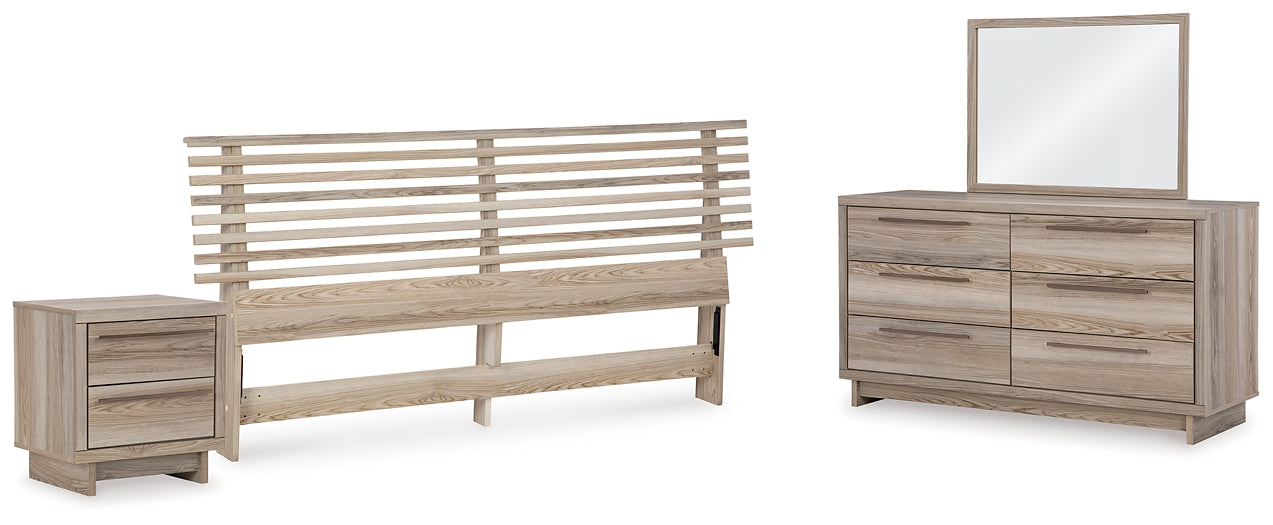 Hasbrick Panel Headboard With Mirrored Dresser And 2 Nightstands