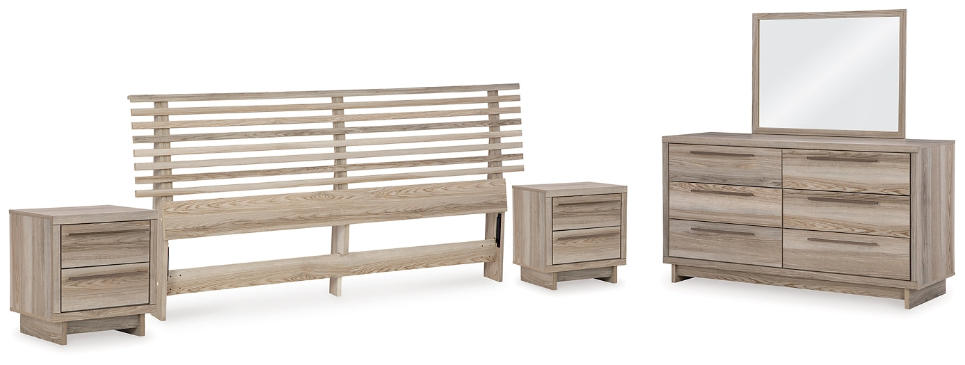 Hasbrick Panel Headboard With Mirrored Dresser And 2 Nightstands