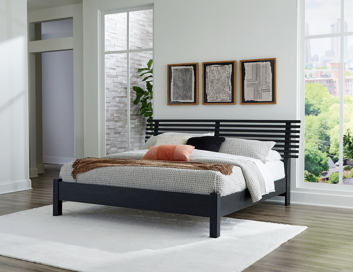 Danziar Panel Bed With Mirrored Dresser, Chest And 2 Nightstands