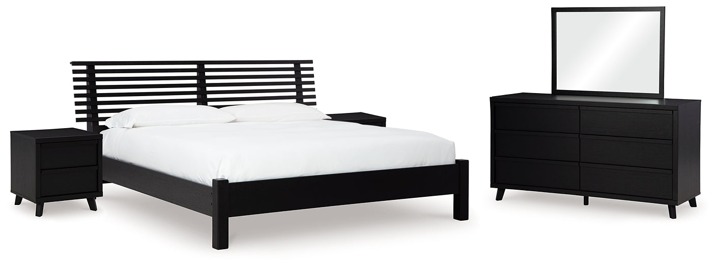 Danziar Panel Bed With Mirrored Dresser And 2 Nightstands