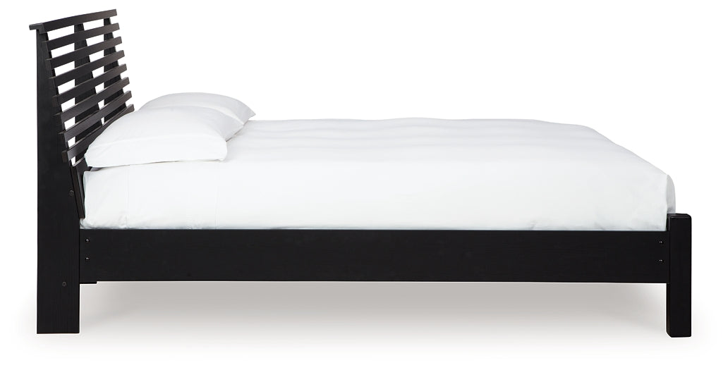 Danziar Panel Bed With Mirrored Dresser